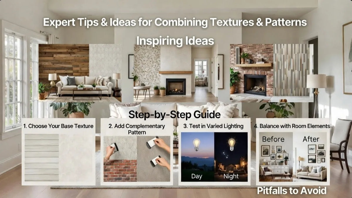Combining textures and patterns on accent walls: Get step by step guides, inspiring ideas, and common pitfalls to avoid for stunning home decor.