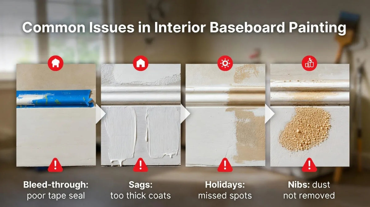 Common Issues in Interior Baseboard Painting: Discover painting issues, plus practical solutions and pro tips to get a flawless, long-lasting finish every time.