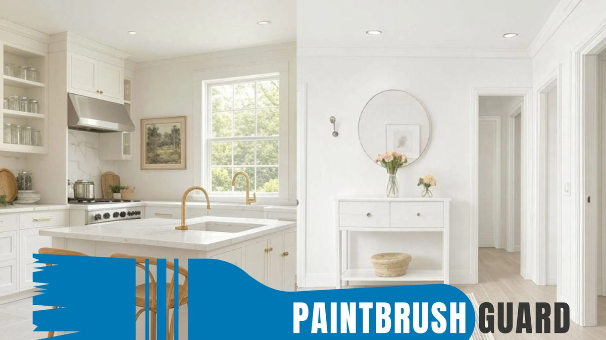 Embrace flat off-white interior paint's matte elegance. Rich neutral adds warmth to dining rooms & offices, sophisticated vibe with gold and patterns.