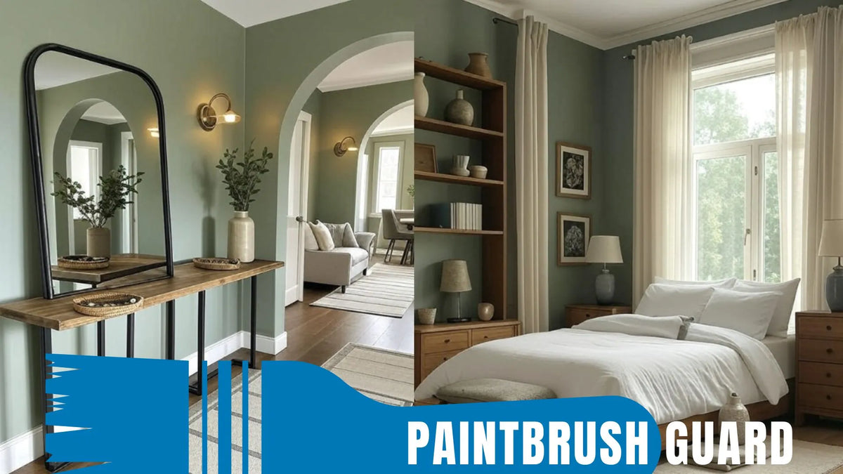 Discover Green grey interior paint's modern neutrality. Subtle depth for living rooms and offices, calm, versatile elegance in sleek designs.