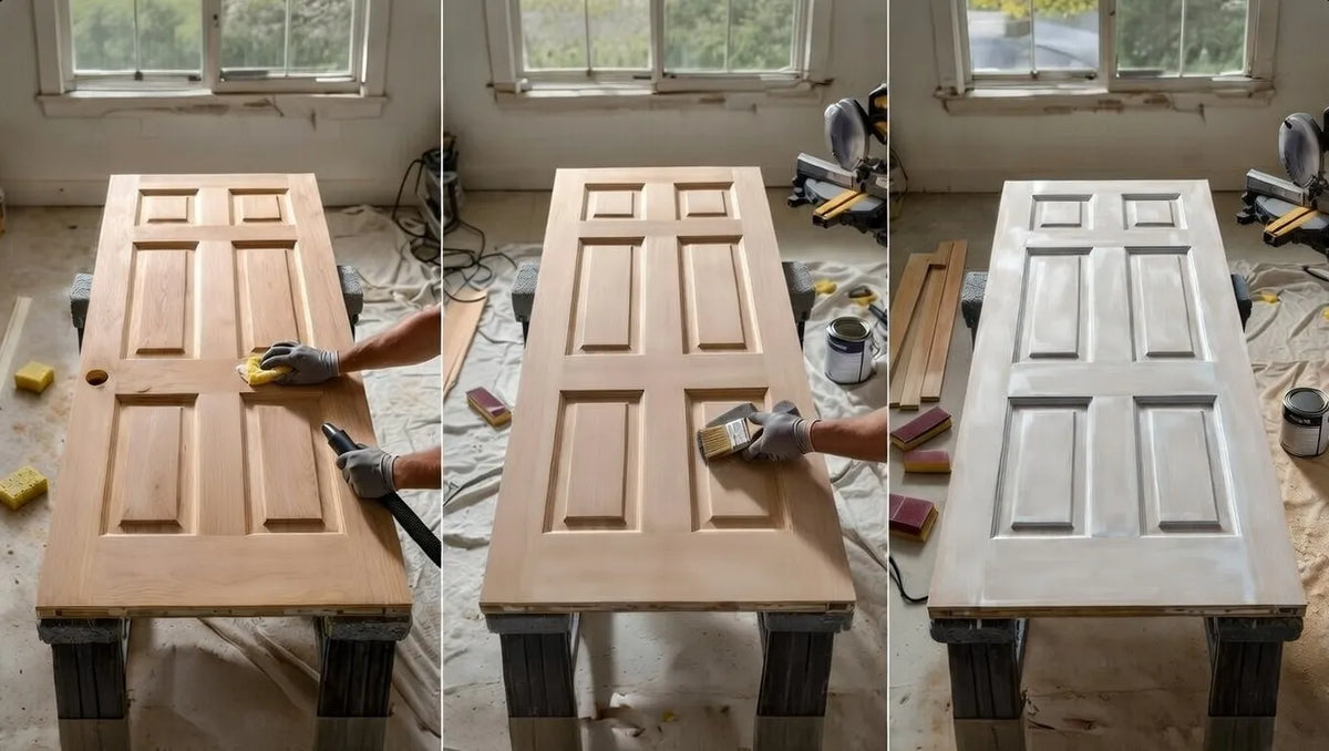 Learn how to prep interior doors for painting: This complete guide covers cleaning, best sandpaper grits, when to prime, and pro tips for a smooth finish.