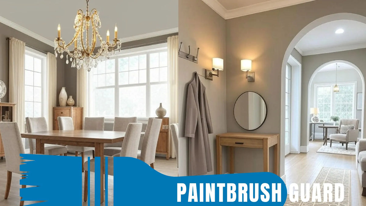 Unlock balanced elegance with light taupe paint. Versatile neutral for modern living rooms, adapts to mid-century & industrial styles seamlessly.