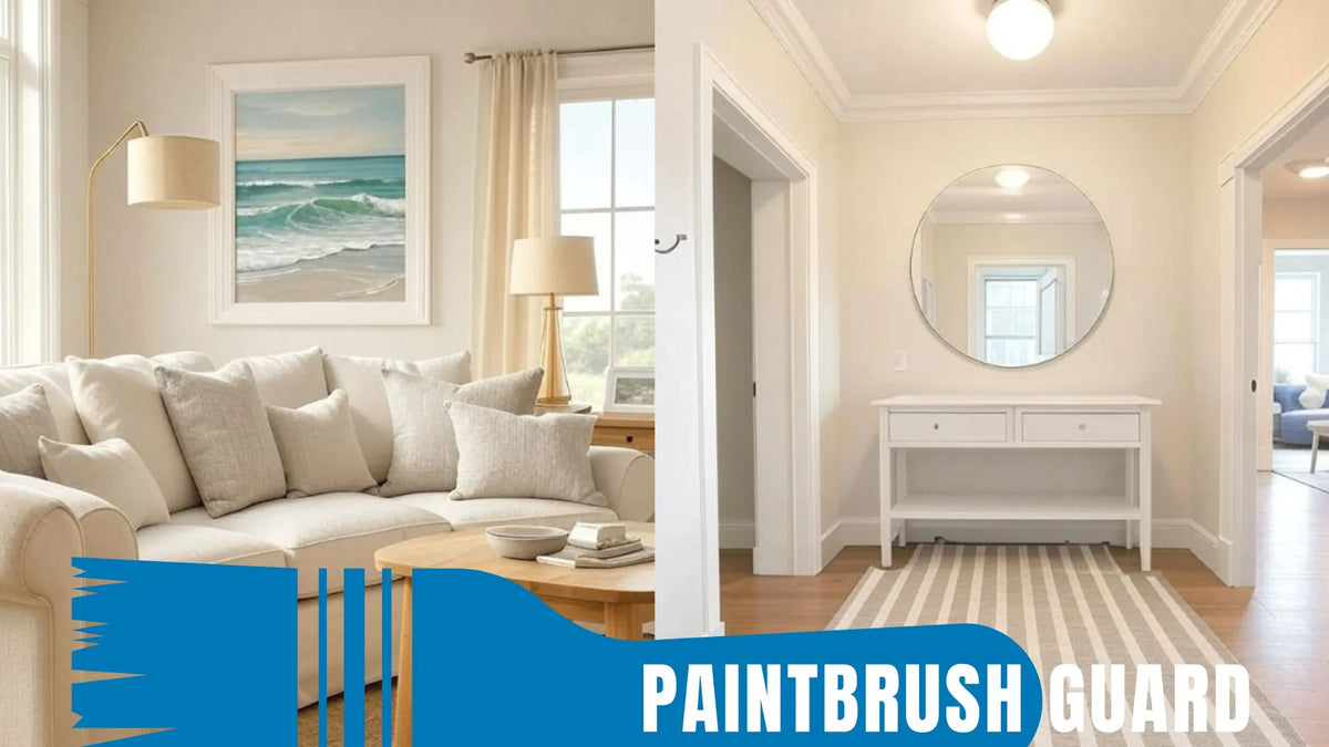Brighten homes with off-white paint: crisp neutral for open living rooms. Airy, modern simplicity amplifying light and wood finishes.
