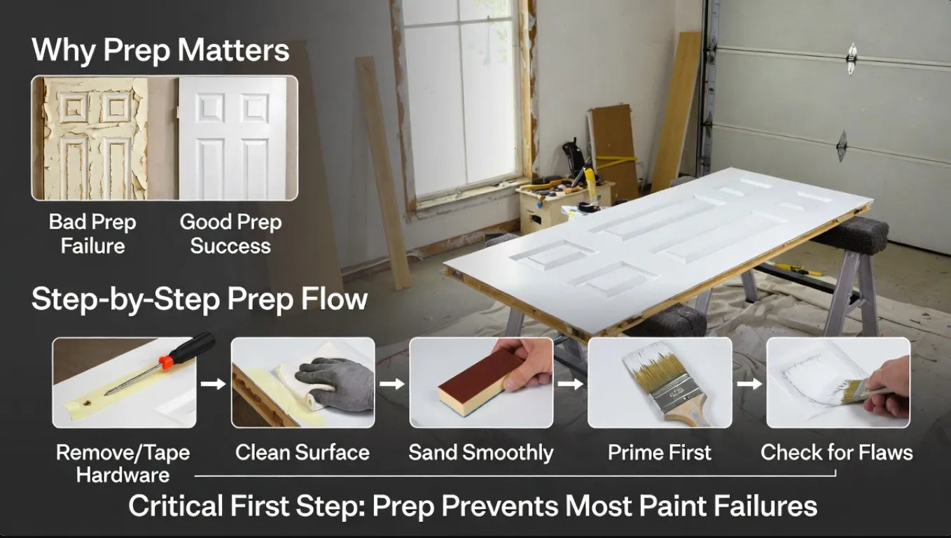 Step-by-step guide to painting with images and text explaining the importance of preparation.
