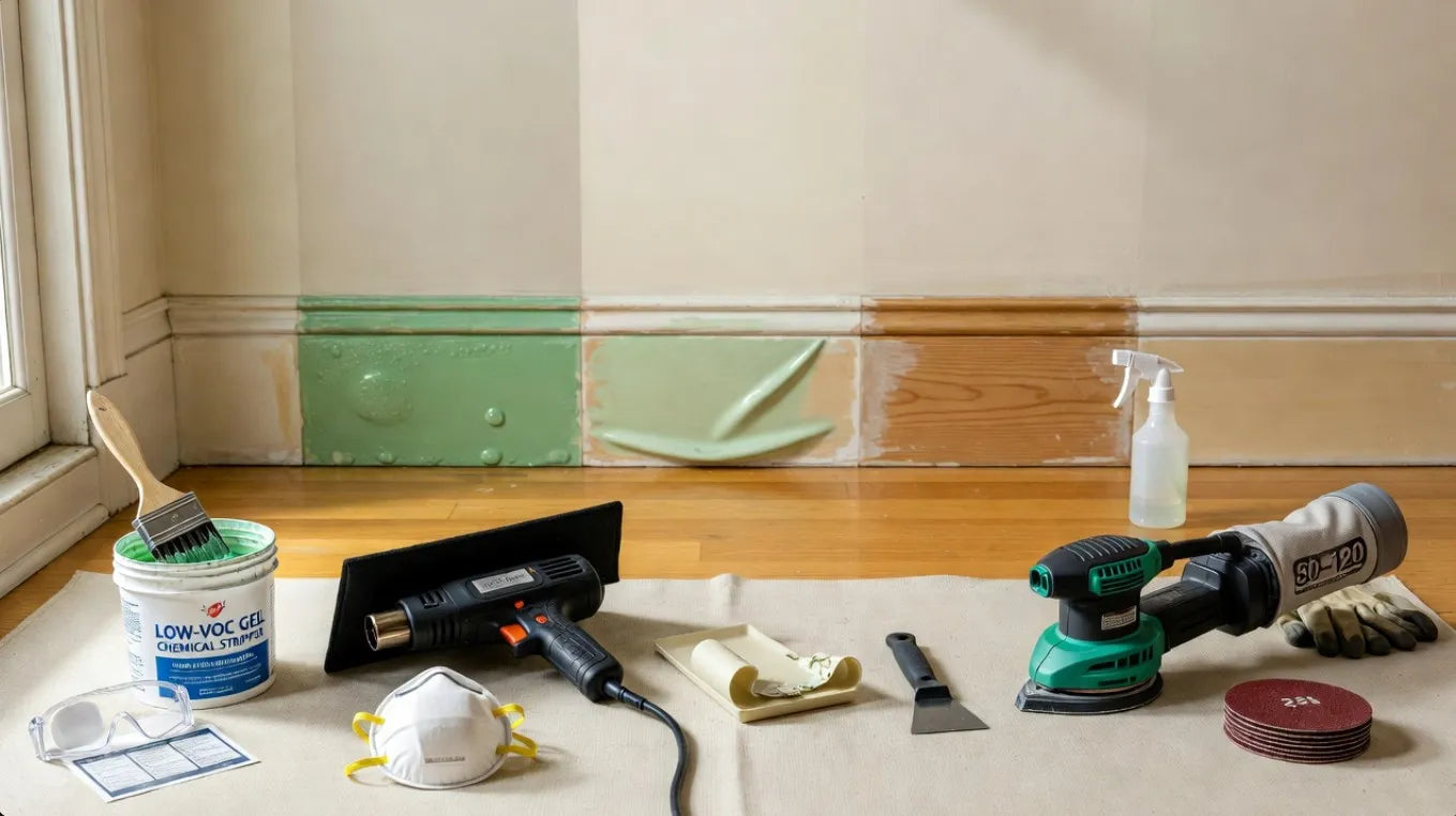 Safe, effective methods to strip layers without damaging wood.Options: Chemical strippers (low-VOC gel formulas), heat guns (low setting), sanding (orbital with dust collection), scraping. Safety: Ventilate, wear gloves/mask, test small areas, neutralize chemicals.