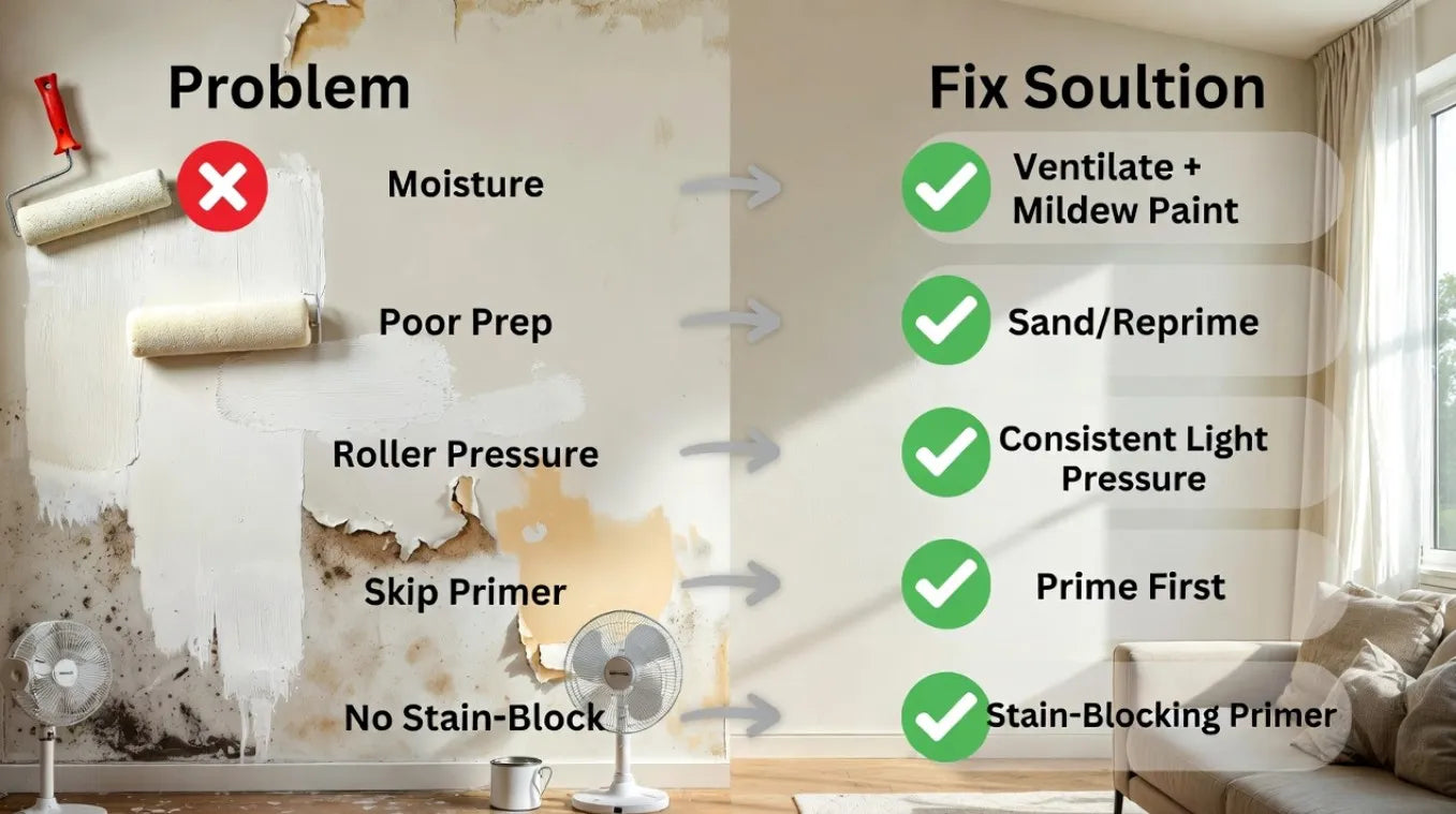 Troubleshoot Issues in Interior Wall PaintingSolutions for bubbling, streaking, peeling, uneven coverage, etc.